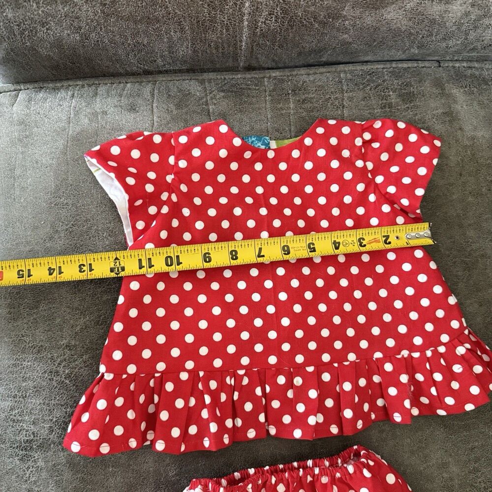 Baby Girl Polka Dot Outfit Set Red & White Ruffle Top Bloomer Size 6-12 Months - Picture 5 of 10